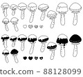 Handwritten illustration of a fictitious mushroom 02-line drawing 88128099