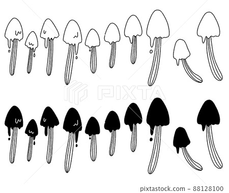 Handwritten illustration of a fictitious mushroom 01-line drawing 88128100