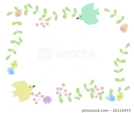 可愛的小鳥和復活節彩蛋手繪框架 88128455