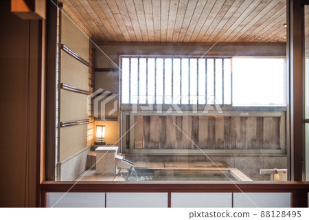 Open-air bath with room at a hot spring inn 88128495