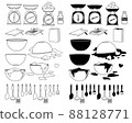 Handwritten illustrations of kitchen utensils 01-line drawing 88128771