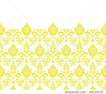 Wallpaper in the style of Baroque. Modern vector background. White and yellow floral ornament. Graphic pattern for fabric, wallpaper, packaging. Ornate Damask flower ornament Wallpaper in the style of Baroque. Modern vector background. White and yellow floral ornament. Graphic pattern for fabric, wallpaper, packaging. Ornate Damask flower ornament 88129132