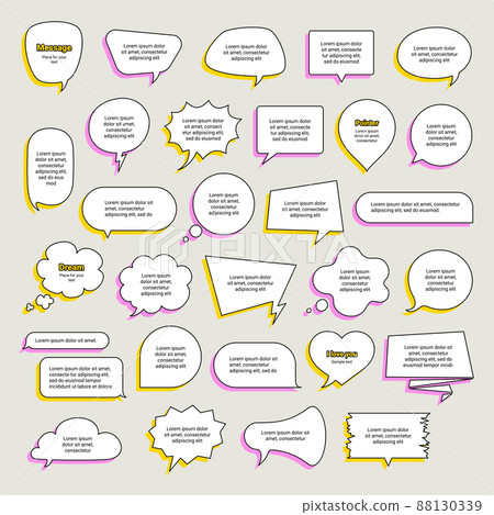 Set speech bubbles. Collection message clouds. Vector illustration. Set speech bubbles. Collection message clouds. Vector illustration. 88130339