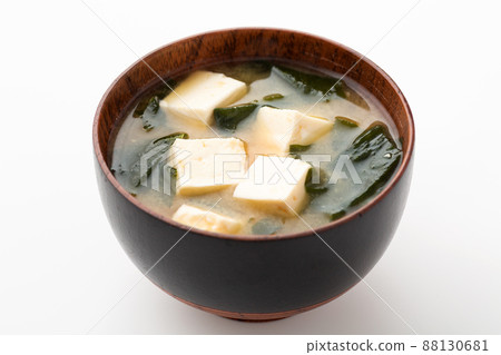 Miso soup with tofu and wakame Miso soup with tofu and wakame 88130681