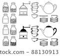 Handwritten illustration of cafe set 01-line drawing 88130913