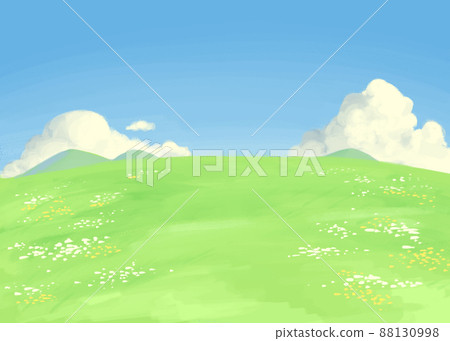 清新明亮的草地插圖 88130998