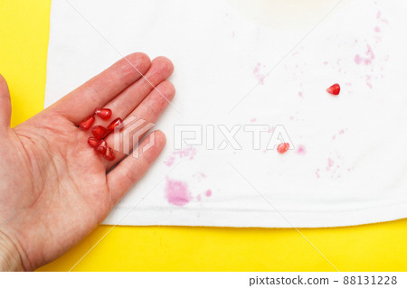 dirty stains on white baby clothes from a pomegranate dirty stains on white baby clothes from a pomegranate 88131228
