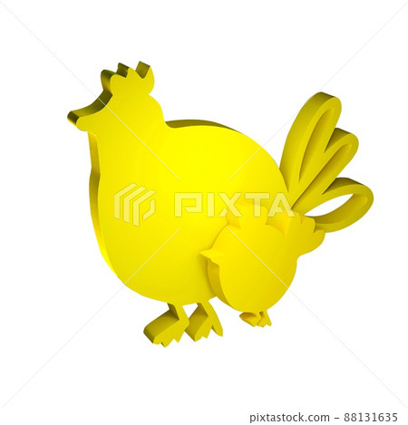 3d render illustration yellow color hen with chick 88131635