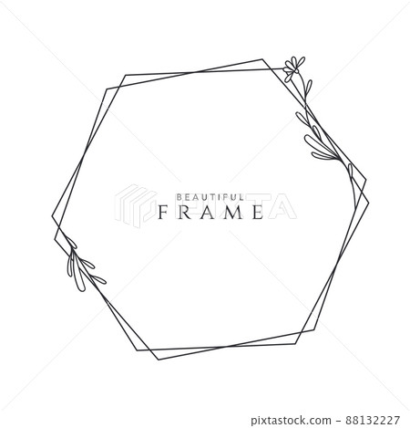 flower frame logo wedding frame hexagon geometric invitation card template hand-drawn vector illustration flower frame logo wedding frame hexagon geometric invitation card template hand-drawn vector illustration 88132227