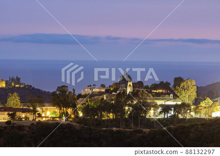 Twilight view of a beautiful mansion from Getty View Park Twilight view of a beautiful mansion from Getty View Park 88132297