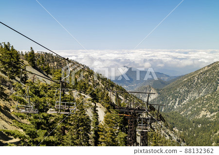 Sunny view of the Sky lift of Mt. Baldy ski resort Sunny view of the Sky lift of Mt. Baldy ski resort 88132362