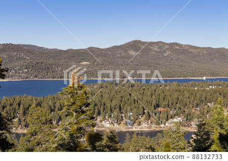 Sunny lake,high angle view of Big bear lake Sunny lake,high angle view of Big bear lake 88132733