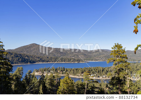 Sunny lake,high angle view of Big bear lake Sunny lake,high angle view of Big bear lake 88132734