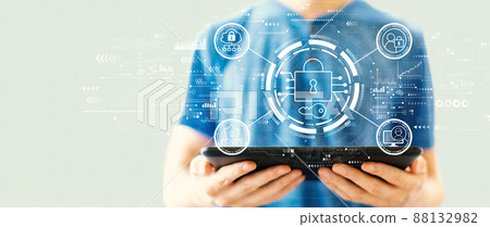 Data Security concept with man using a tablet Data Security concept with man using a tablet 88132982