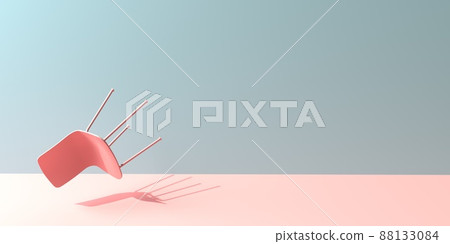 Falling floating chair concept on minimalist background 88133084