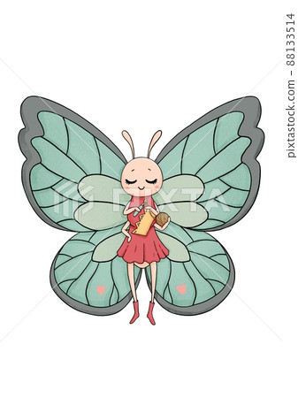 Cute butterfly in dress with crochet yellow crown Cute butterfly in dress with crochet yellow crown 88133514