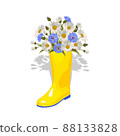 Rubber boot with a bouquet of flowers.  88133828