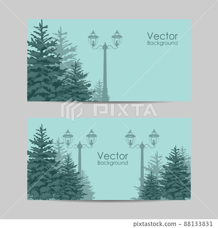 Set of horizontal banners. Outside park landscape. 88133831