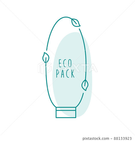 Eco pack - recycled packaging for cosmetic plastic bottle icon. Vector stock illustration isolated on white background for label, wrapping, package. Editable stroke. EPS10 88133923
