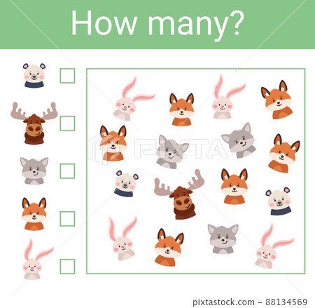 printable game for pre-school kids. Different animals 88134569
