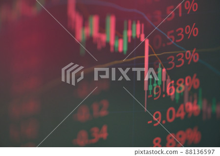Stock market exchange graph chart, stock trade graph candlestick financial investment trade, Forex graph business or Trading crypto currency technical price with indicator on chart screen trend Stock market exchange graph chart, stock trade graph candlestick financial investment trade, Forex graph business or Trading crypto currency technical price with indicator on chart screen trend 88136597