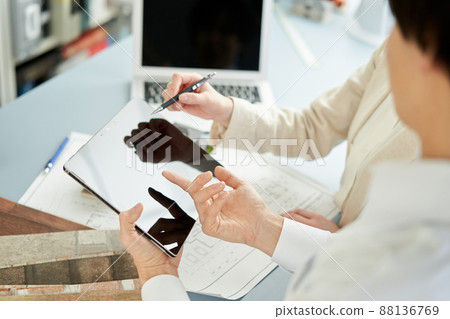 Asian interior designer thinking about home interior 88136769