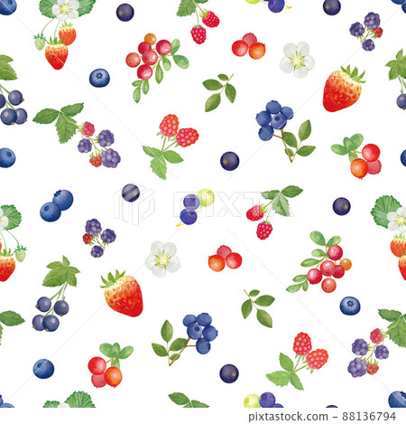 Seamless pattern of 6 kinds of natural mixed berries 88136794