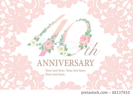 40 週年設計材料。帶花的數字字體。向量。 88137910