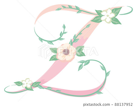 使用優雅的花朵設計字母。 “Z”。矢量材料。 使用優雅的花朵設計字母。 “Z”。矢量材料。 88137952