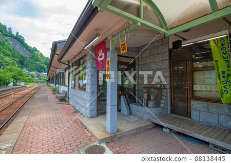 Watarase Valley Railway Mizunuma Station Home Station Building Near the hot spring entrance Early summer scenery Watarase Valley Railway Mizunuma Station Home Station Building Near the hot spring entrance Early summer scenery 88138445