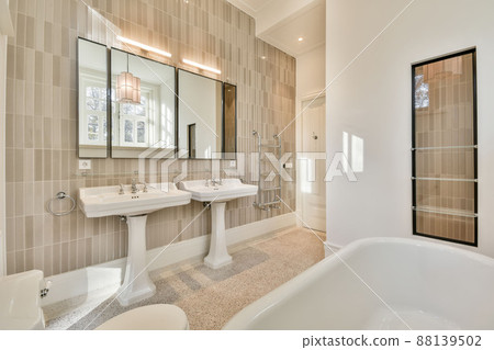 Luxurious bathroom with fresh renovation and plumbing Luxurious bathroom with fresh renovation and plumbing 88139502