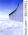 A wonderful view from the window of an airplane, a dark blue sky, light 88139951