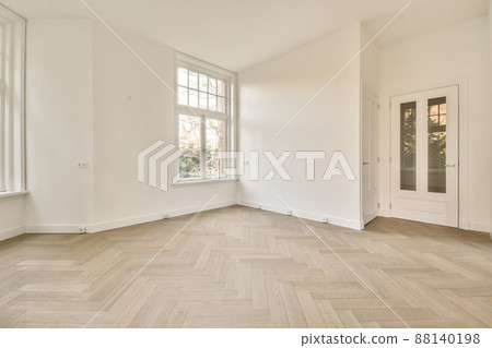 The interior of an open empty room in a studio apartment with a white decoration 88140198