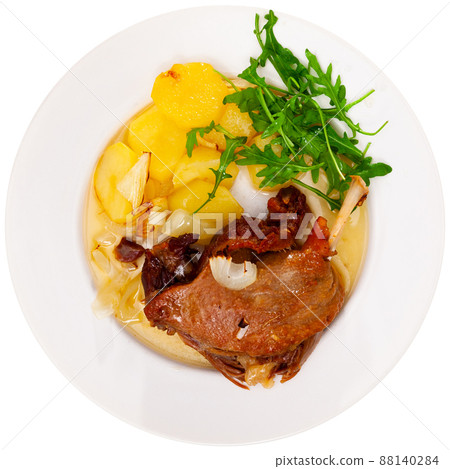 Portion of duck confit on table Portion of duck confit on table 88140284