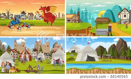 Set of different scene medieval 88140565