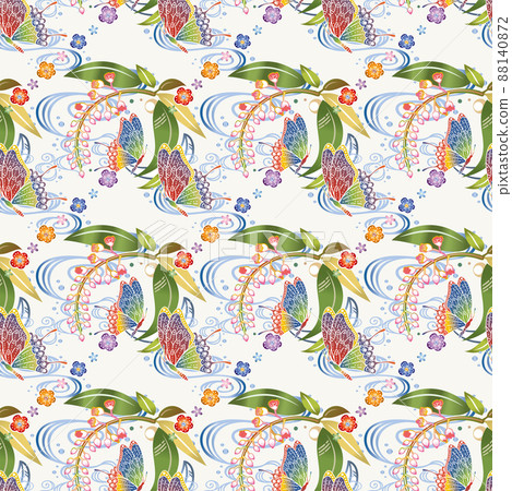 沖繩傳統工藝琉球 Bingata 設計插圖 88140872