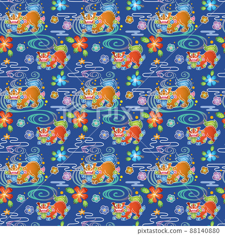 沖繩傳統工藝琉球 Bingata 設計插圖 88140880