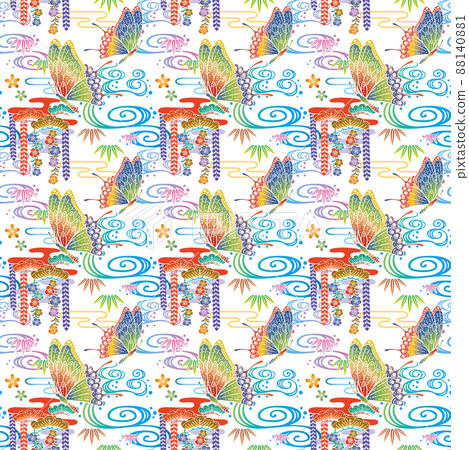 Okinawan traditional craft Ryukyu Bingata design illustration Okinawan traditional craft Ryukyu Bingata design illustration 88140881