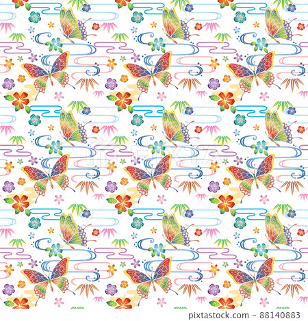 Okinawan traditional craft Ryukyu Bingata design illustration Okinawan traditional craft Ryukyu Bingata design illustration 88140883