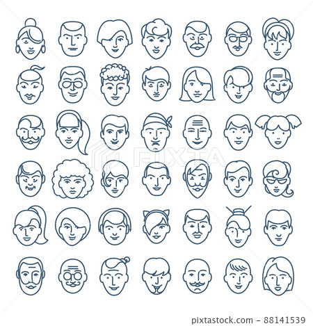 Line infographic faces 88141539