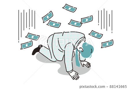 Person Business person man who is depressed on all fours without money 88141665