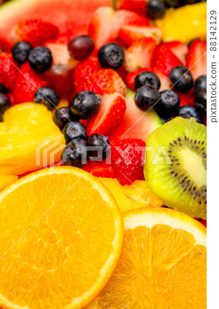 Fresh fruits background, Healthy mix fruits consist of tropical fruit and assorted berry 88142129
