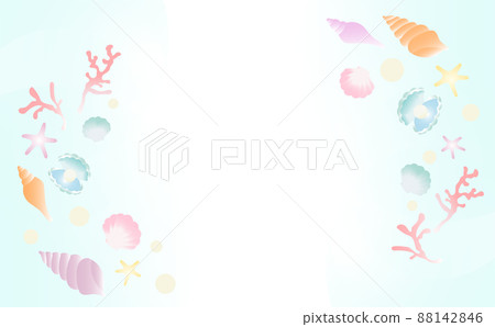 Gradation frame of shellfish, coral and starfish Gradation frame of shellfish, coral and starfish 88142846