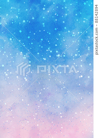 Background material_Watercolor texture_Glittering stars_Blue 88142894