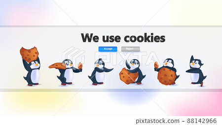 penguins holding cookie protection of personal information internet web pop up we use cookies policy notification 88142966
