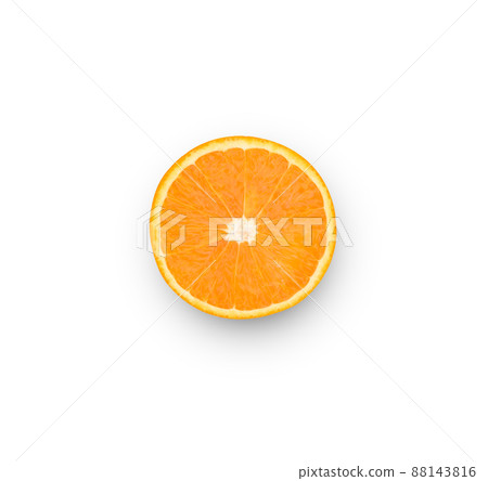 single orange slice isolated on white background single orange slice isolated on white background 88143816