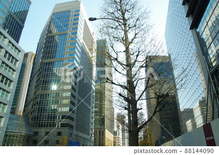 Roadside trees and Otemachi buildings Roadside trees and Otemachi buildings 88144090