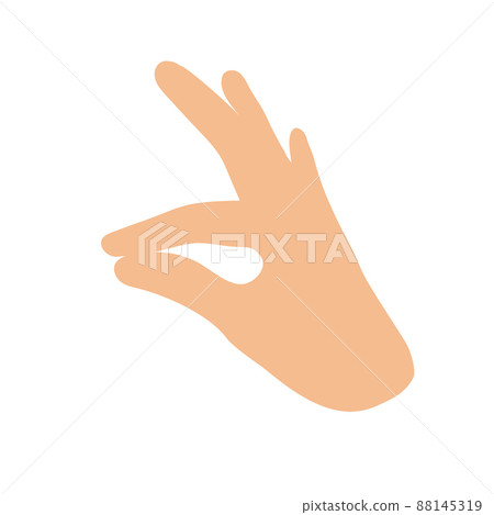 Pinch gesture. Showing a tiny object. Human hand isolated vector illustration Pinch gesture. Showing a tiny object. Human hand isolated vector illustration 88145319