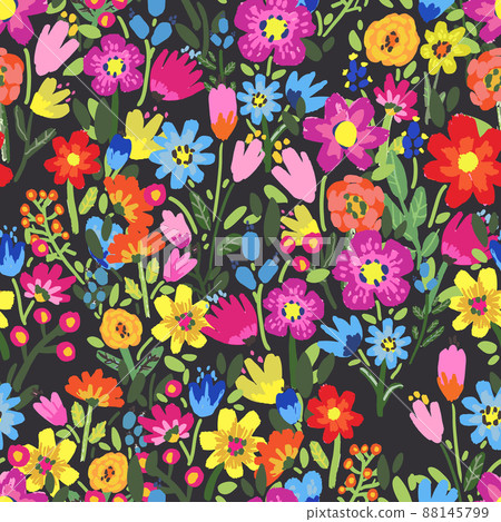 Seamless pattern with flowers on white background. - Stock Illustration ...
