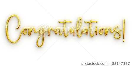 Golden volumetric 3D Text of the inscription Congratulations! isolated cut out 88147327